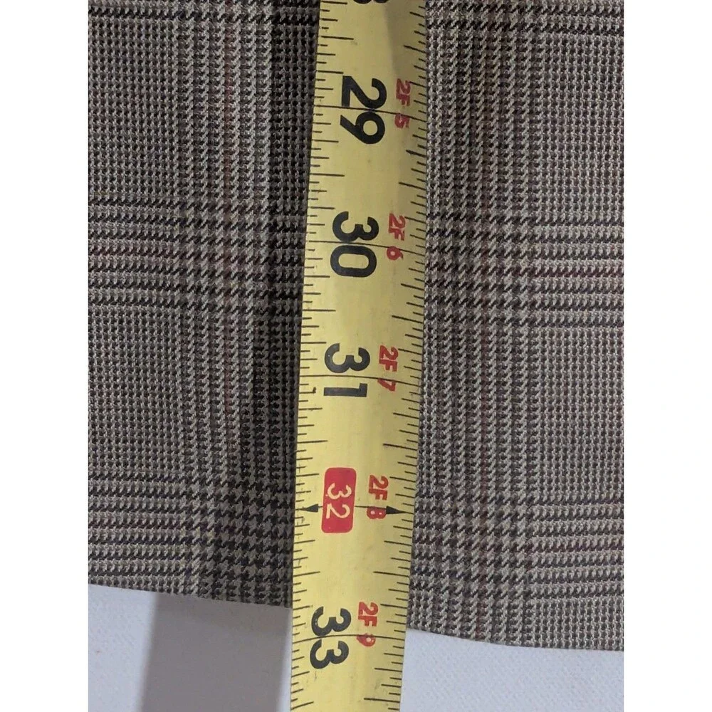 Jos‎ A Bank Mens Brown Windowpane Plaid Silk/Wool Blend Sports Blazer Jacket 48L